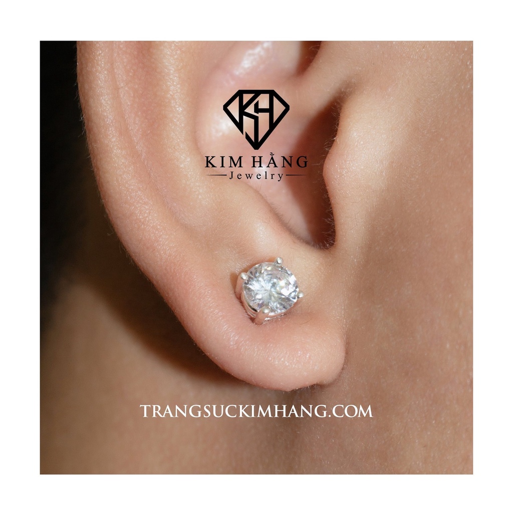 Khuyên Tai Bạc Nụ Tròn Đúc Khuôn 4 Chấu - Chốt Vặn