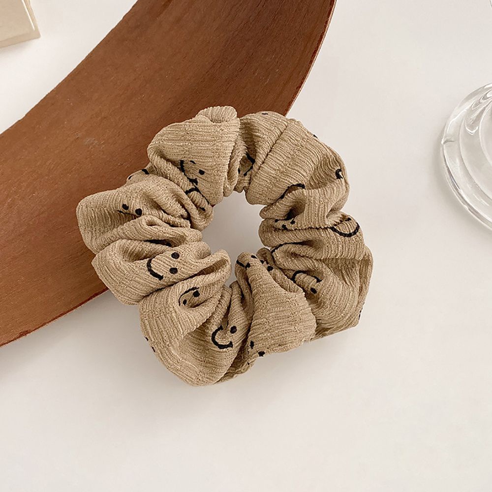 Dây buộc tóc vải in hình mặt cười phong cách Hàn Quốc đơn giản dễ thương cho nữ