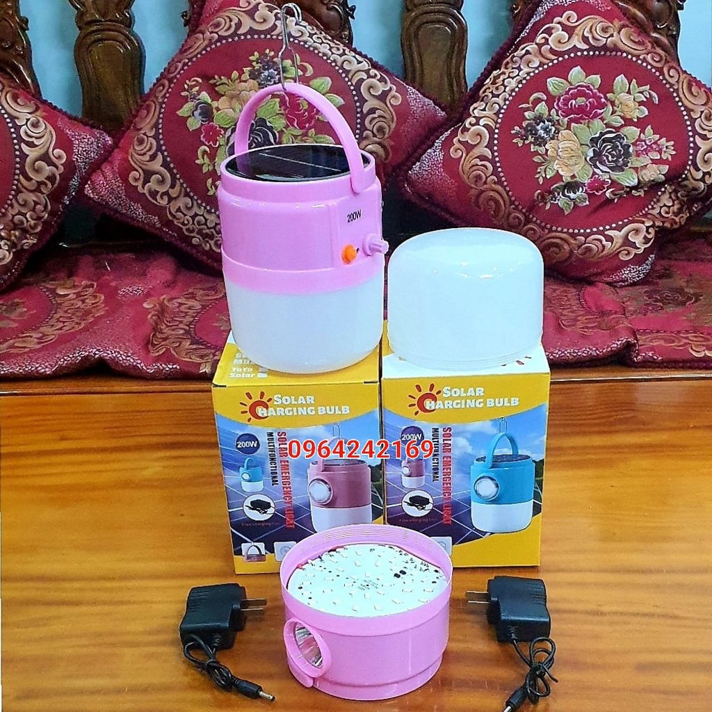BÓNG ĐÈN SẠC TÍCH ĐIỆN NĂNG LƯỢNG MẶT TRỜI 200W CÓ MÓC TREO