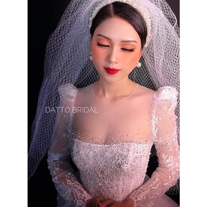 Voan Lưới Cài Tóc Cô Dâu 2 Lớp Có Xược Cài [Hàng Loại 1]