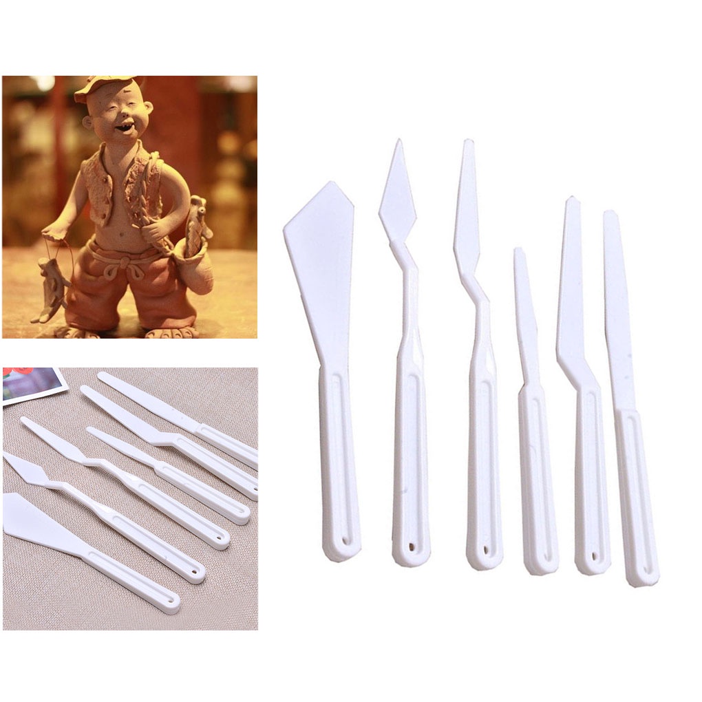 [CHOO] 6 Pcs/set Clay Sculpture Tools Set Plastic Spatula Clay Engrave Spatula Tools Kit Sculpture Accessory