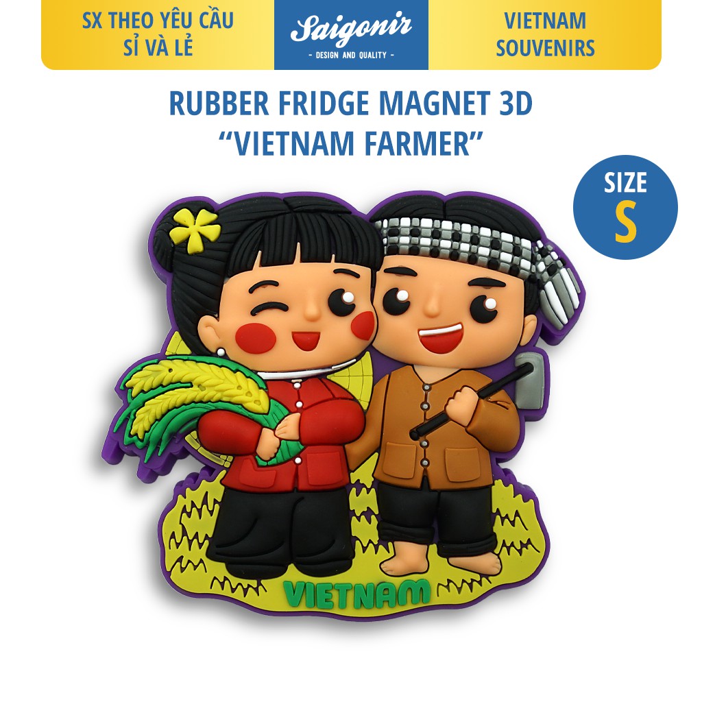 Sỉ và Lẻ Nam châm Tủ Lạnh Chất Liệu Nhựa Dẻo Saigonir - Hình Ảnh Em Bé Nông Dân Việt Nam - Quà lưu niệm Việt Nam