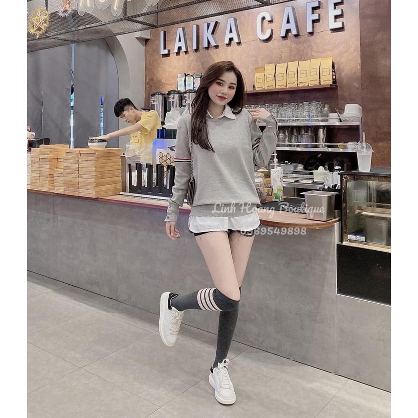 ÁO NỈ DA CÁ PHỐI - DÂY VIỀN 2 MÀU | BigBuy360 - bigbuy360.vn