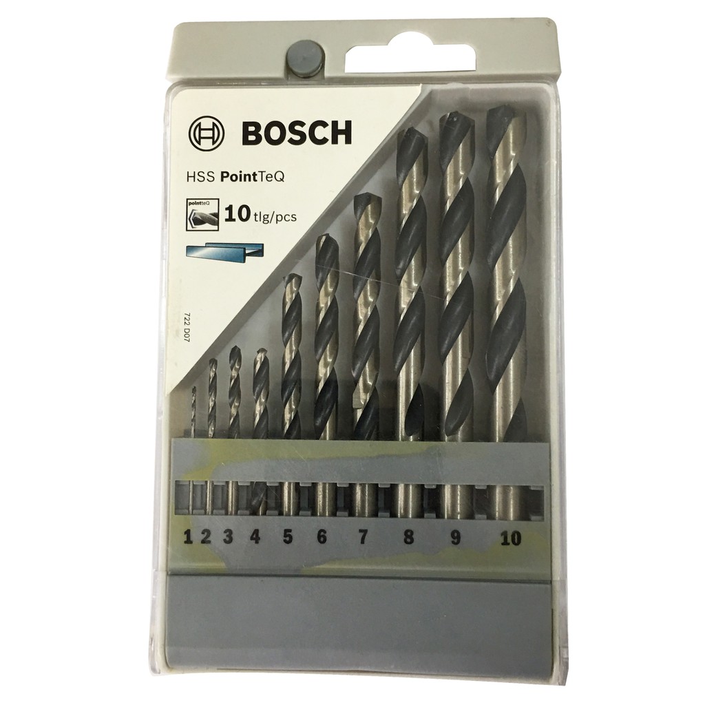 Bộ 10 mũi khoan sắt Bosch HSS PointTeQ 2608577348