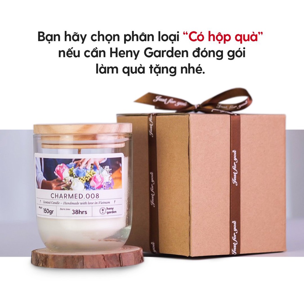 Nến Thơm Thư Giãn Heny Garden Mùi Dễ Ngủ Tặng Kèm Đế Gỗ Dành Cho Phòng Vừa Và Nhỏ