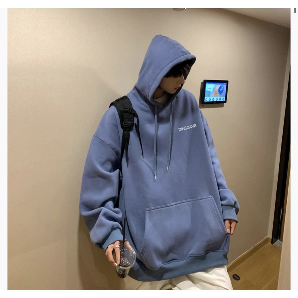 Áo hoodie,Áo nỉ bông in hình chữ nhỏ phia trước ngực cực hot form rộng phong cách Hàn Quốc.