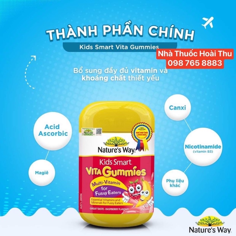 [Chính Hãng] Natural's Way Kids Smart Vita Gummies Fussy Eater - Kẹo dẻo Vitamin giúp bé ăn ngon