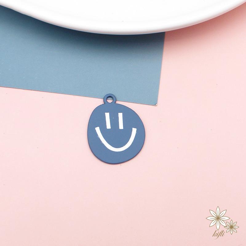 【kifli】Vòng cổ Mặt Hình Mặt Cười Màu Xanh Dương Thời Trang Cho Nữ