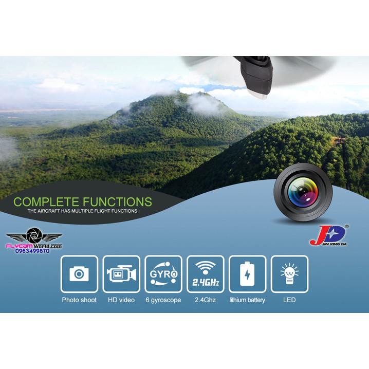 Flycam JXD 518 Tracker GPS 720P HD camera màu xanh