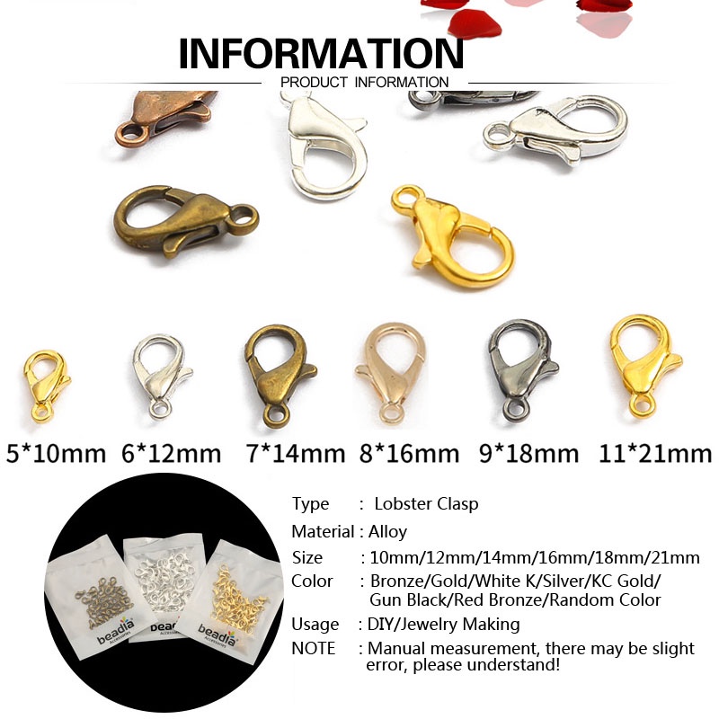 Set 10 Móc Kẹp Hợp Kim 10-21mm Dùng Làm Trang Sức Thời Trang