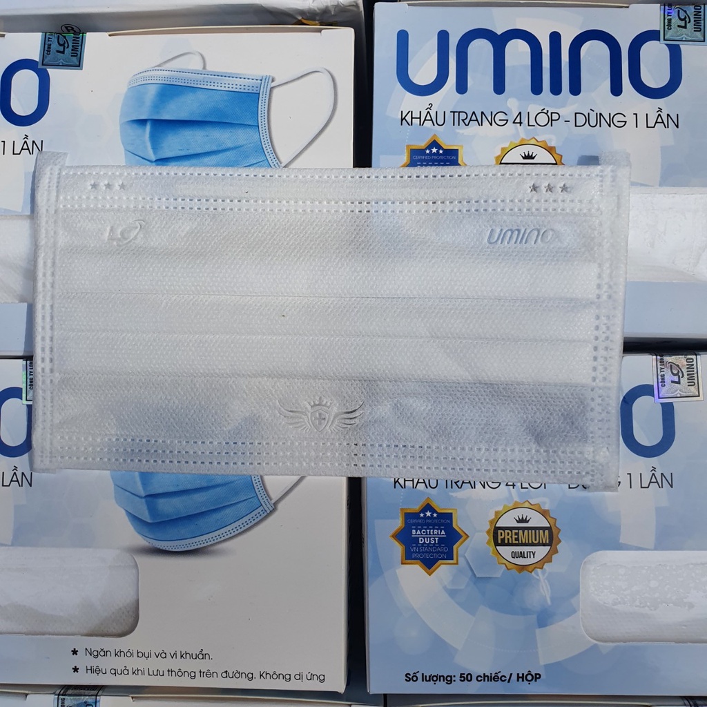 Khẩu trang y tế 4 lớp UMINO chính hãng hộp 50 chiếc màu trắng