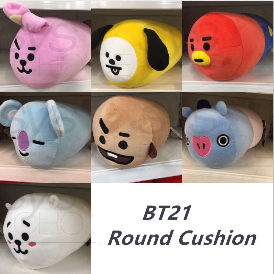 Kpop BTS BT21 Cute Long Round Tube Plush Pillow TATA MANG Sofa Cushion Bolster