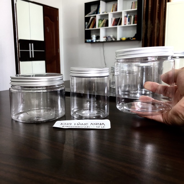 HỦ Trong NẮP NHÔM / Nắp TRẮNG Lớn 750GR / 1kg / 500gr / 300g/ 200g/ 100g - Hủ Pet nhựa đủ nắp thiếc bạc / Vàng