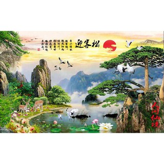 Tranh dán tường 3D phong thủy BINBIN PT40 (Kích thước : tuỳ chọn)