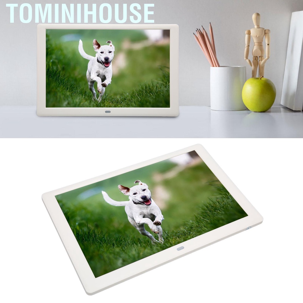 Tominihouse Digital Photo Frame Multifunction 10.1inch IPS HD Screen Support Slide Show Electronic Picture 100‑240V