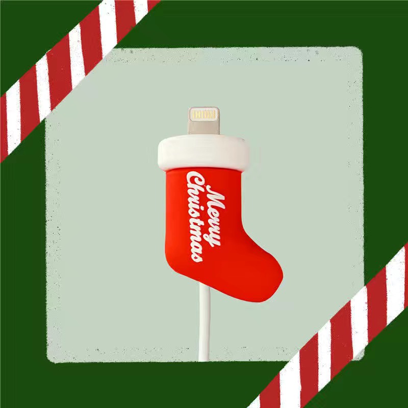 Phụ kiện bảo vệ dây cáp sạc chống đâm thủng hình hoạt hình giáng Sinh độc đáo