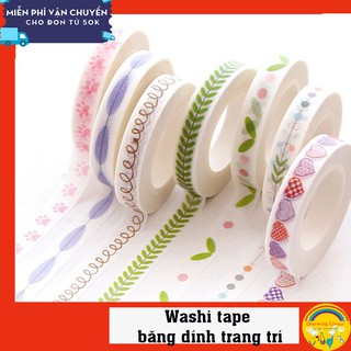 Băng dính giấy washi tape học tiết hoa lá trang trí nhanh gọn dễ dàng