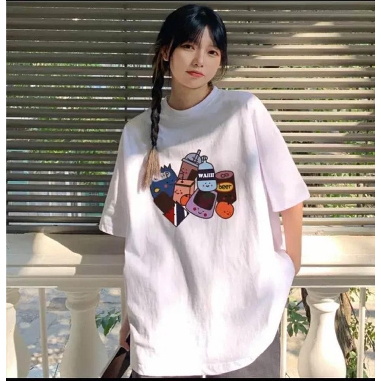[ Rẻ vô địch ] Áo thun cotton tay lỡ dáng rộng unisex -Chai nước