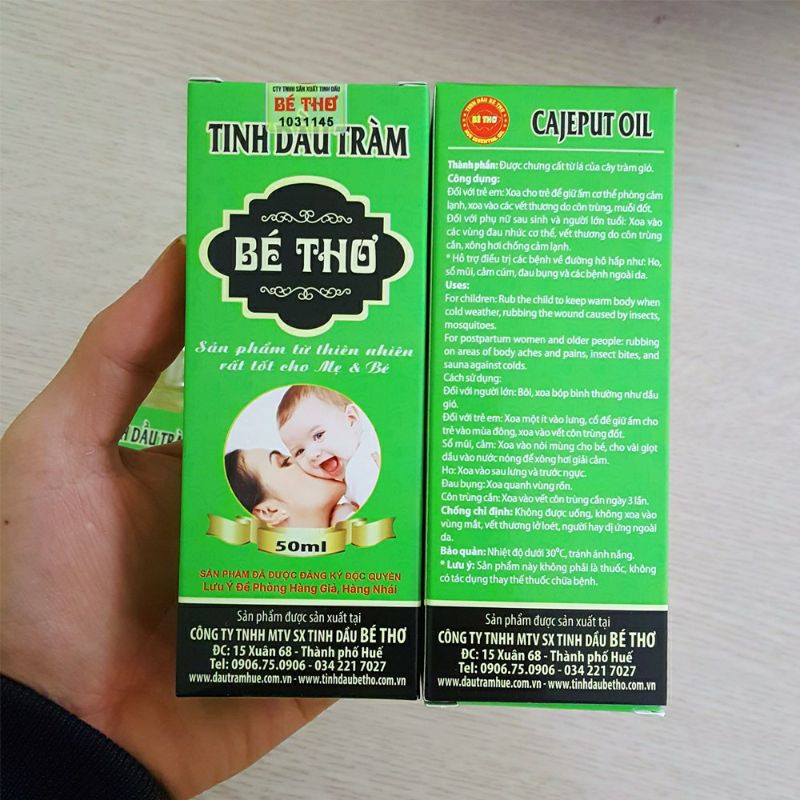 Tinh dầu tràm Bé Thơ loại 50ml chính hiệu tại Huế phòng cảm hiệu quả