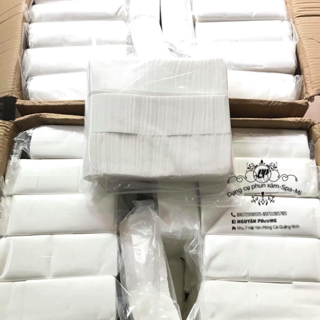 Bông Cắt Sẵn Phun Xăm (Loại Dày 500 Miếng - 300Gam)