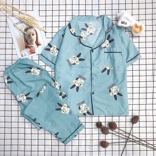 Bộ Ngủ Pijama Kate Thái Mẫu Mới ⚡FREESHIP50K⚡ Quần Dài Áo Cộc Ngắn Tay Hàng Loại 1 Pizama Mềm Mại Dễ Thương Bộ Mặc Nhà