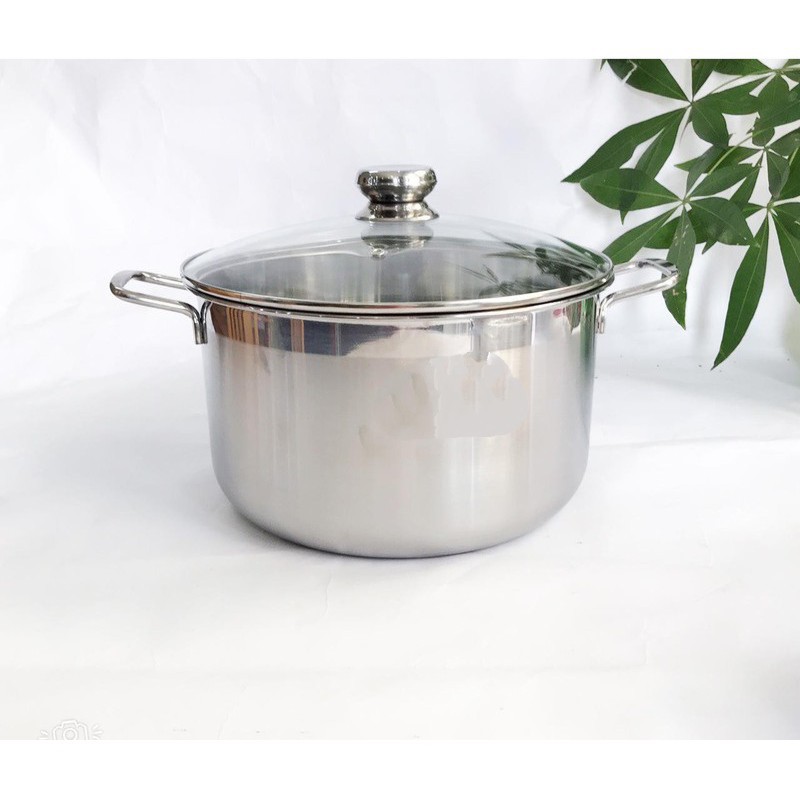 Nồi luộc gà inox D30cm vung kính.Dùng được cho bếp từ...