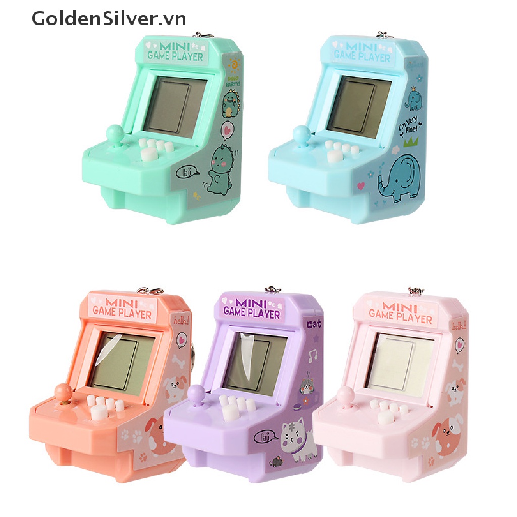 Máy Chơi Game Cầm Tay Mini Màu Vàng Bạc Kèm Móc Khóa Cho Bé