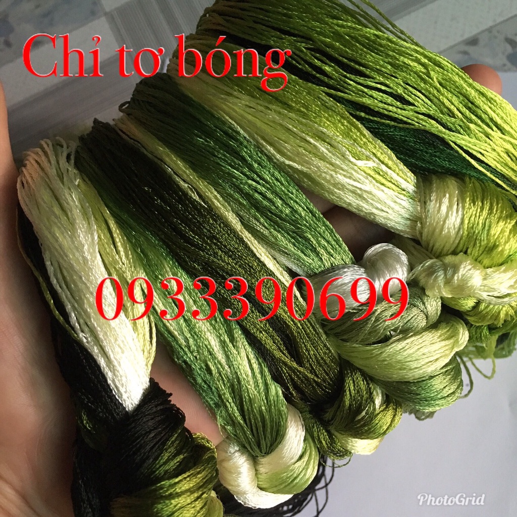 🌺 Chỉ thêu TƠ BÓNG XANH LÁ  thêu tay truyền thống