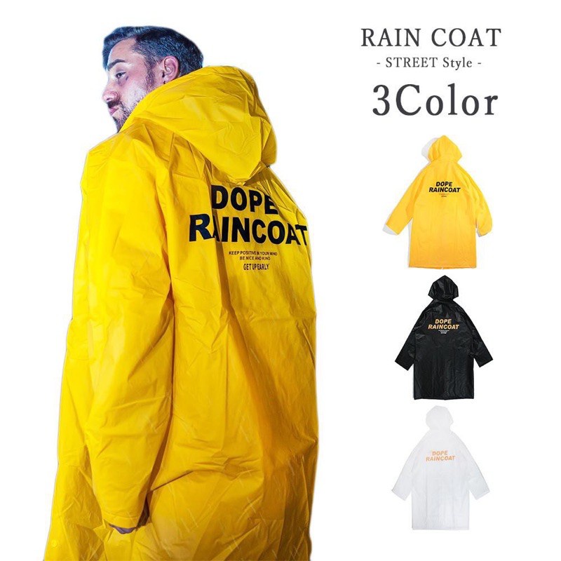 ❦๑۞Áo Mưa Măng Tô Màu Vàng DOPE RAINCOAT STREET Style Thời Trang Unisex