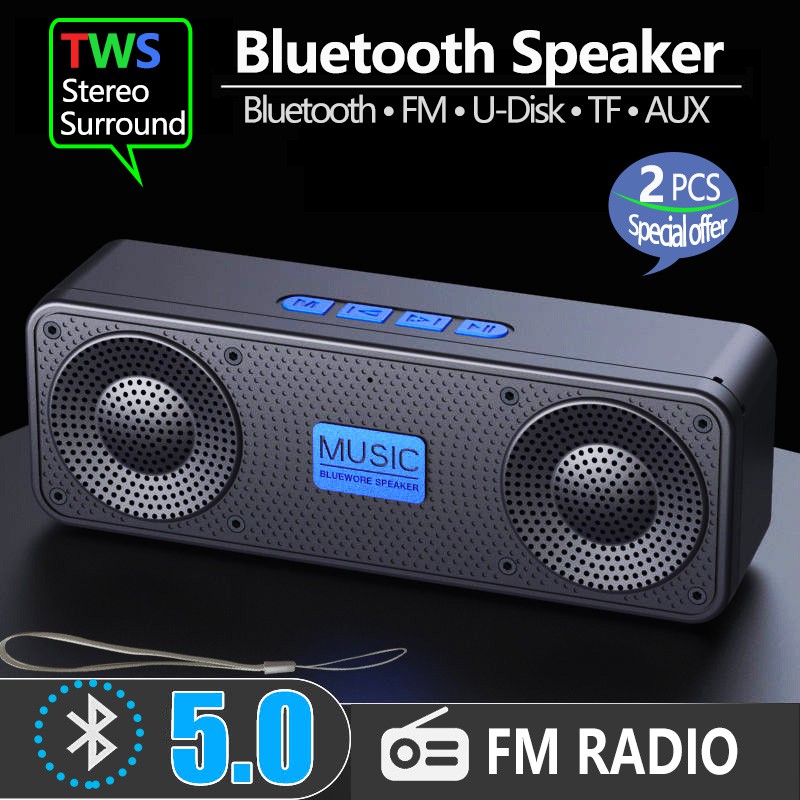 Loa bluetooth 5.0 nhỏ tích hợp mic có chức năng đọc thẻ micro FM radio