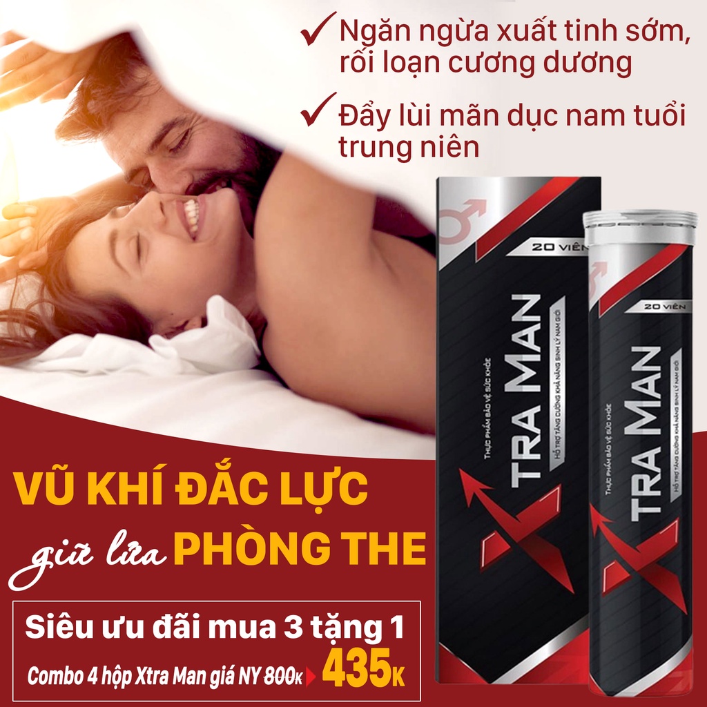 Viên Sủi Tăng Cường Sinh Lý XTRA MAN cải thiện xuất tinh sớm yếu sinh lý hộp 20 viên