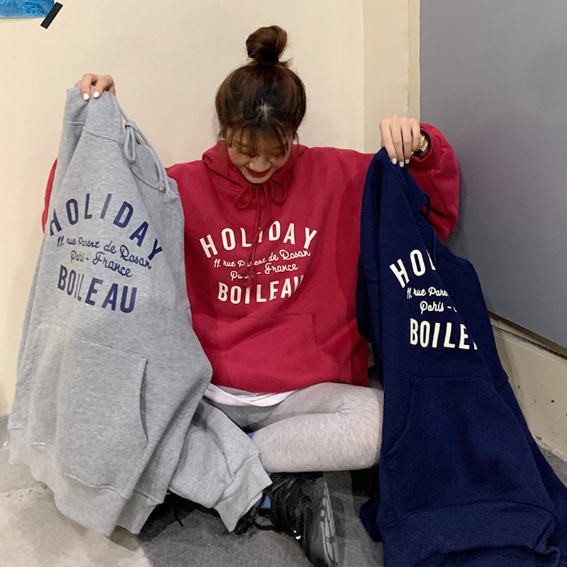 NRVP Áo sweater tay dài cỡ lớn dáng rộng thời trang thu đông 2020 phong cách Hàn Quốc dành cho nữ