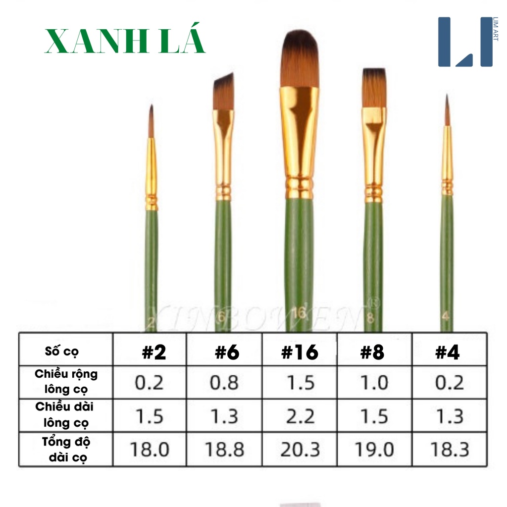 Bộ cọ vẽ gỗ cao cấp chuyên dụng vẽ tranh, tô tranh số hóa. Set 5 cọ vẽ màu nước, acrylic, sơn dầu, gouache,...