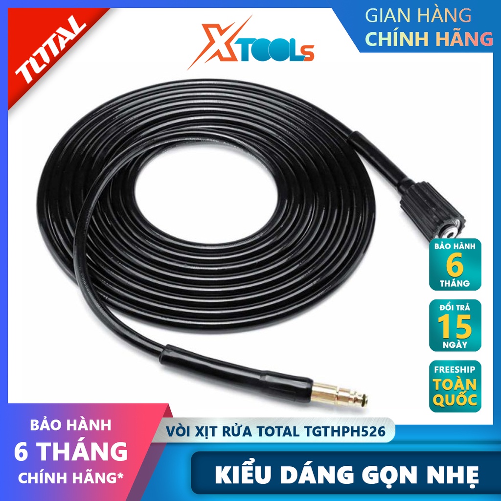 Dây xịt rửa áp suất cao TOTAL TGTHPH526 ống dẫn nước cao áp Chiều dài 5 Mét, Chất liệu PVC,chống gập, chống xoắn, gọn