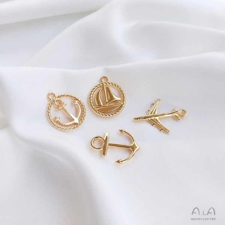 Mặt dây chuyền hình mỏ neo bằng đồng mạ vàng 14k diy