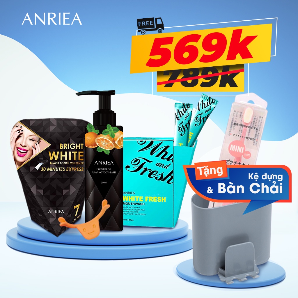 Combo chăm sóc răng miệng toàn diện Anriea đem lại nụ cười hoàn hảo - Chính hãng A02.A05.A09.A15.A13.A12