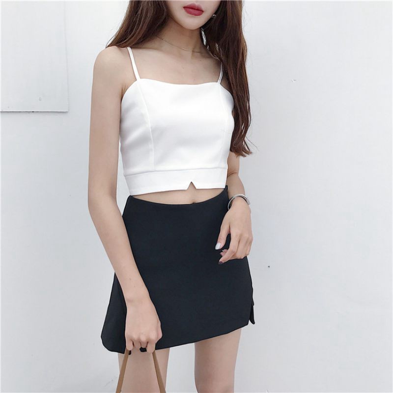 FREESHIP ĐƠN 99K_ Crop top hai dây gợi cảm màu trơn phong cách mùa hè | BigBuy360 - bigbuy360.vn
