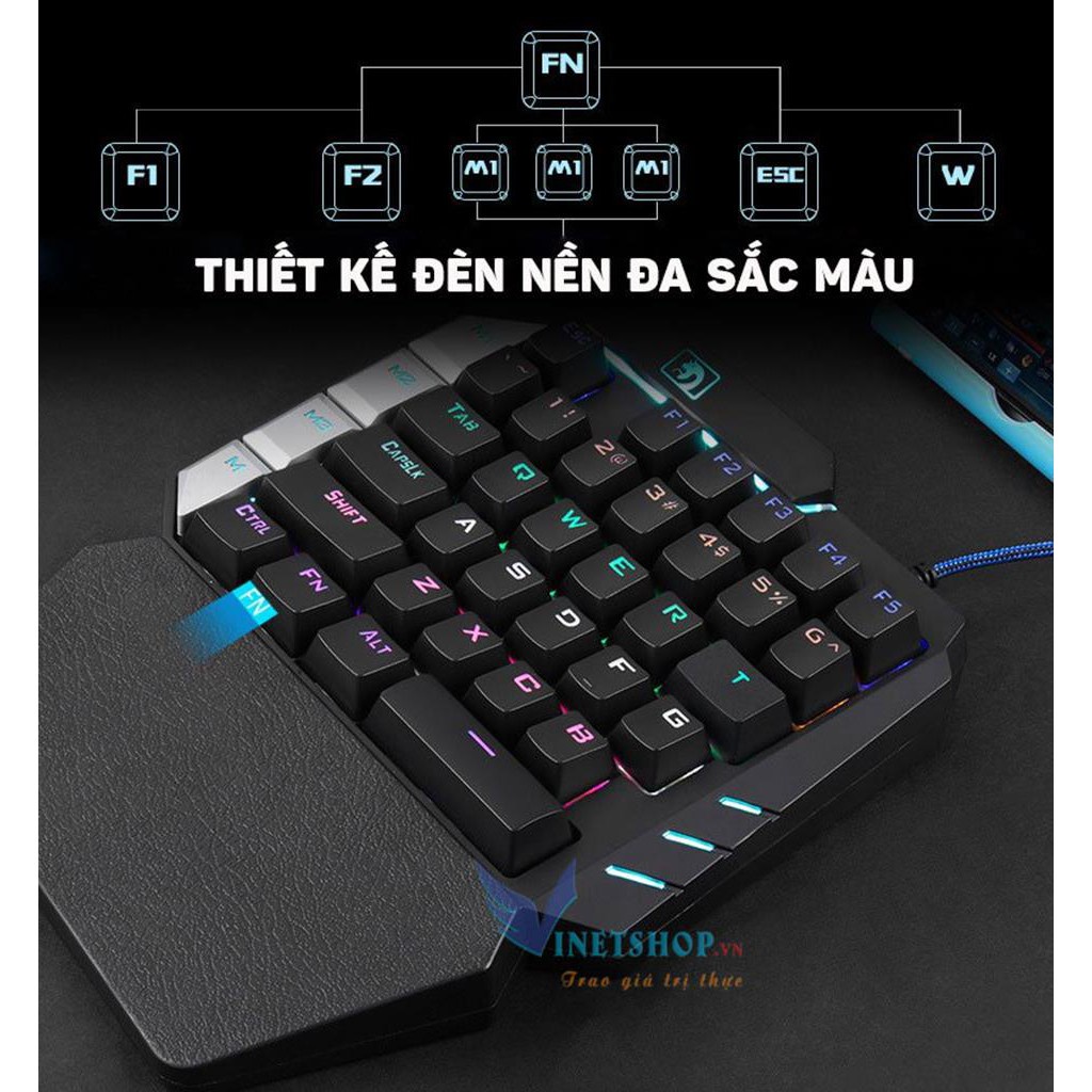 Bàn phím cơ 1 tay Technology K109 LED RGB swith blue chuyên game Pubg -DC3708