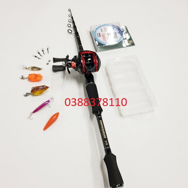 Combo Lure Ngang, Bộ Cần Câu Lure Máy Ngang Rút Gọn 60cm Chất Liệu Carbon - BC 3