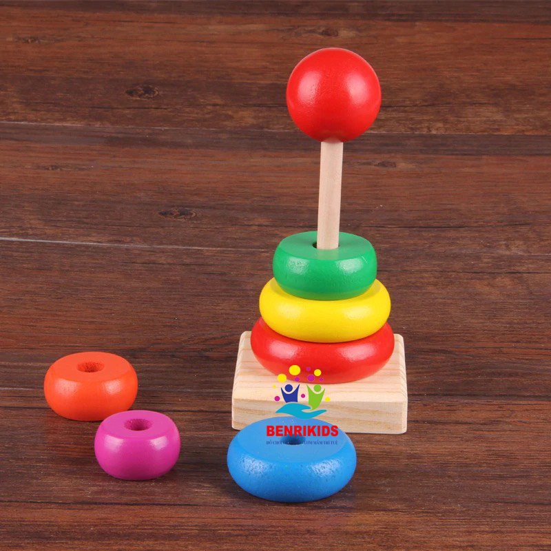 Đồ Chơi Gỗ, Đồ Chơi Giáo Dục Montessori Luồn Hạt- Sâu Uốn Dẻo- Tháp Trụ BR03L