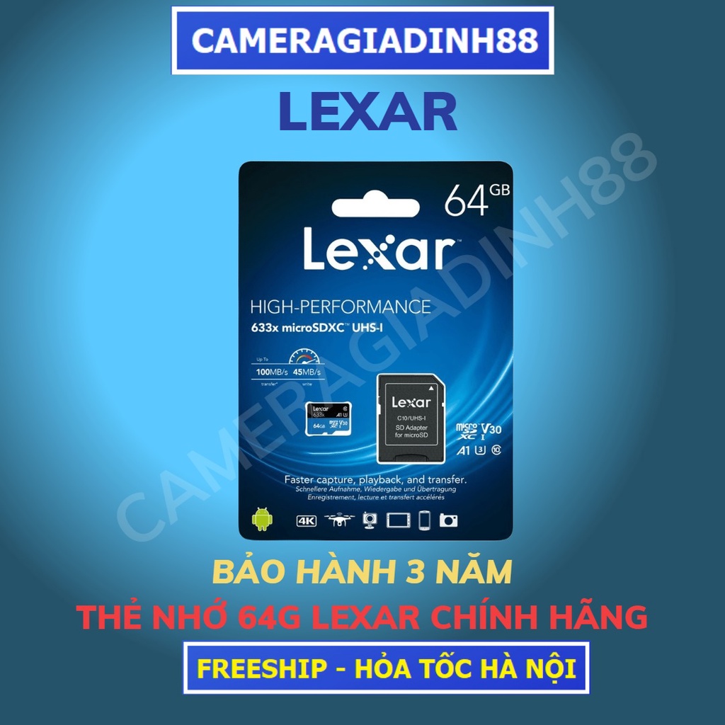 Thẻ Nhớ Chất Lượng Cao 64G 128G 32G  LEXAR CLASS 10 - 80MB/S - Phù hợp lắp CAMERA IMOU C6N RANGER C6CN C1C BH 5 NĂM