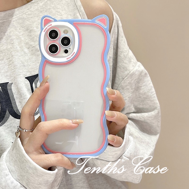 Ốp Điện Thoại Mềm Trong Suốt Họa Tiết Tai Mèo Gợn Sóng Cho IPhone 14 13 12 11 Pro Max X XR Xs Max 8 7 6 6s Plus SE 2020