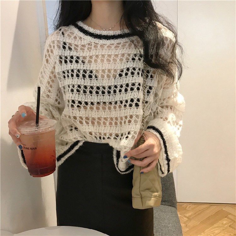 Áo Dệt Kim Form Rộng Phong Cách Hàn Quốc Xinh Xắn Cho Nữ