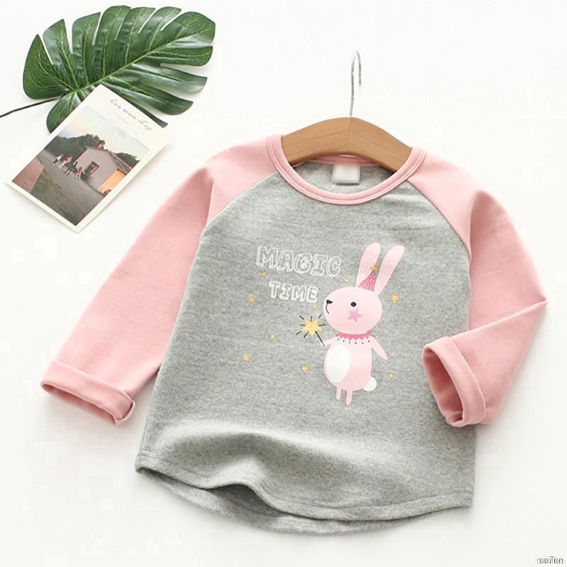 ruiaike  Baby Girl Boy Long Sleeve Cartoon Patchwork T-Shirts Kids Round Neck Tee Shirts Casual Blouse 2-7Y