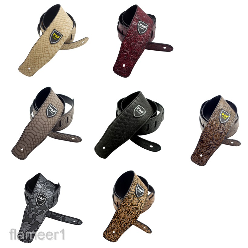 Dây Đeo Bằng Da PU Bền Bỉ Dành Cho Đàn Guitar Bass Flameame1