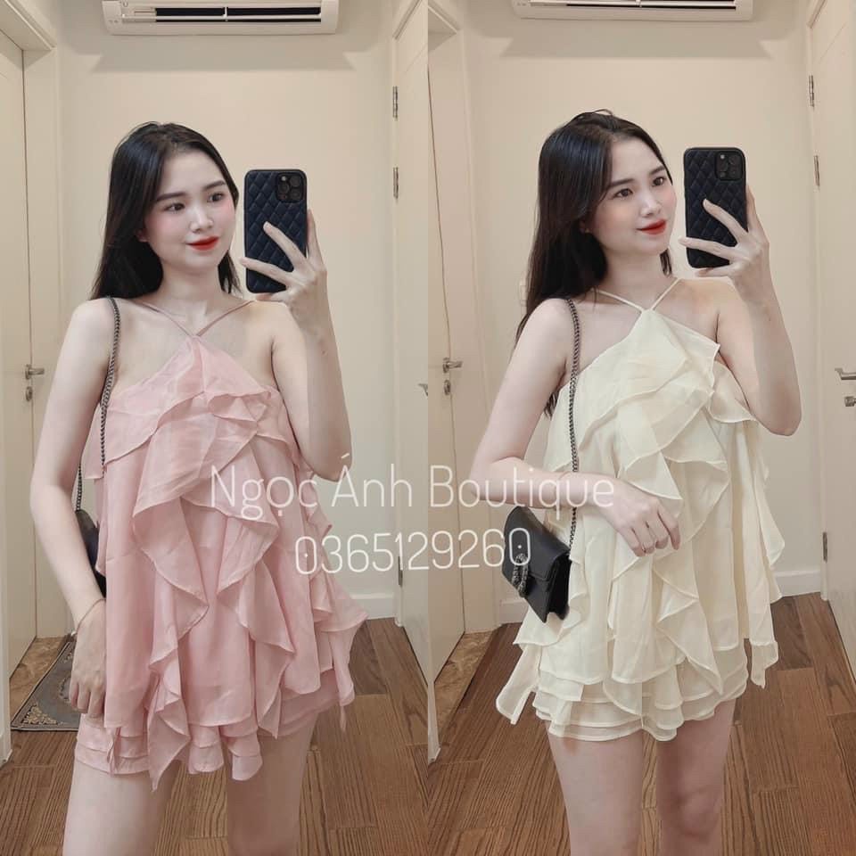 Sét áo yếm hoa tầng Chất Voan Tơ lót lụa xịn xò và quần đùi Chất tuyết mưa dày dặn hàng quảng châu cao cấp