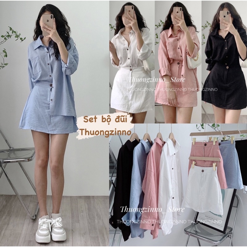 [Ảnh thật/Video]Set Áo kèm chân váy chất lụa đũi Hàn siêu mềm mát  Set bộ đồ nhẹ nhàng dễ mặc