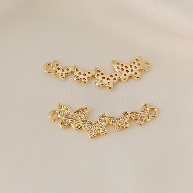 Dây Chuyền Bằng Đồng 14K Mặt Hình Trái Tim/Bướm/Trái Tim Đính Đá Zircon DIY