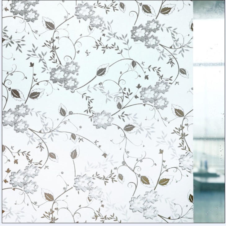 5M Giấy Dán Kính họa tiết hoa trắng đen nhỏ không cần keo - khổ 0.45m | BigBuy360 - bigbuy360.vn
