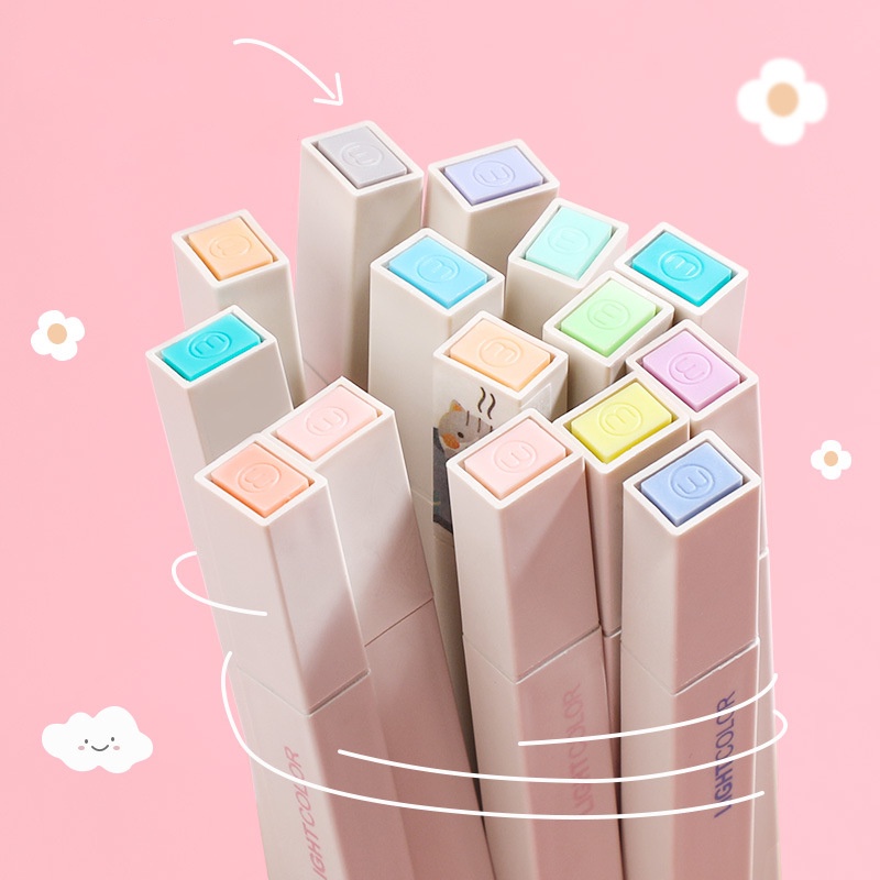 Set 6 Bút Bắt Sáng Mềm Mại Hai Đầu Bảo Vệ Mắt